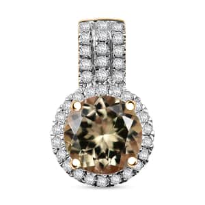 Certified & Appraised Luxoro AAA Turkizite and G-H I2 Diamond 2.78 ctw Pendant in 10K Yellow Gold