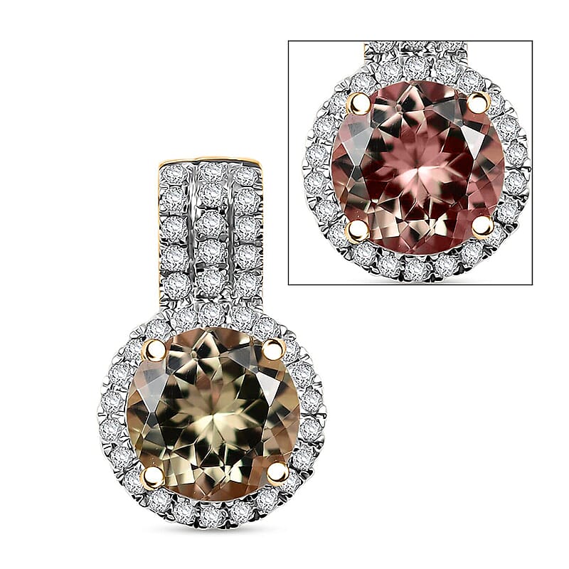Certified & Appraised Luxoro AAA Turkizite and G-H I2 Diamond 2.78 ctw Pendant without Chain in 10K Yellow Gold