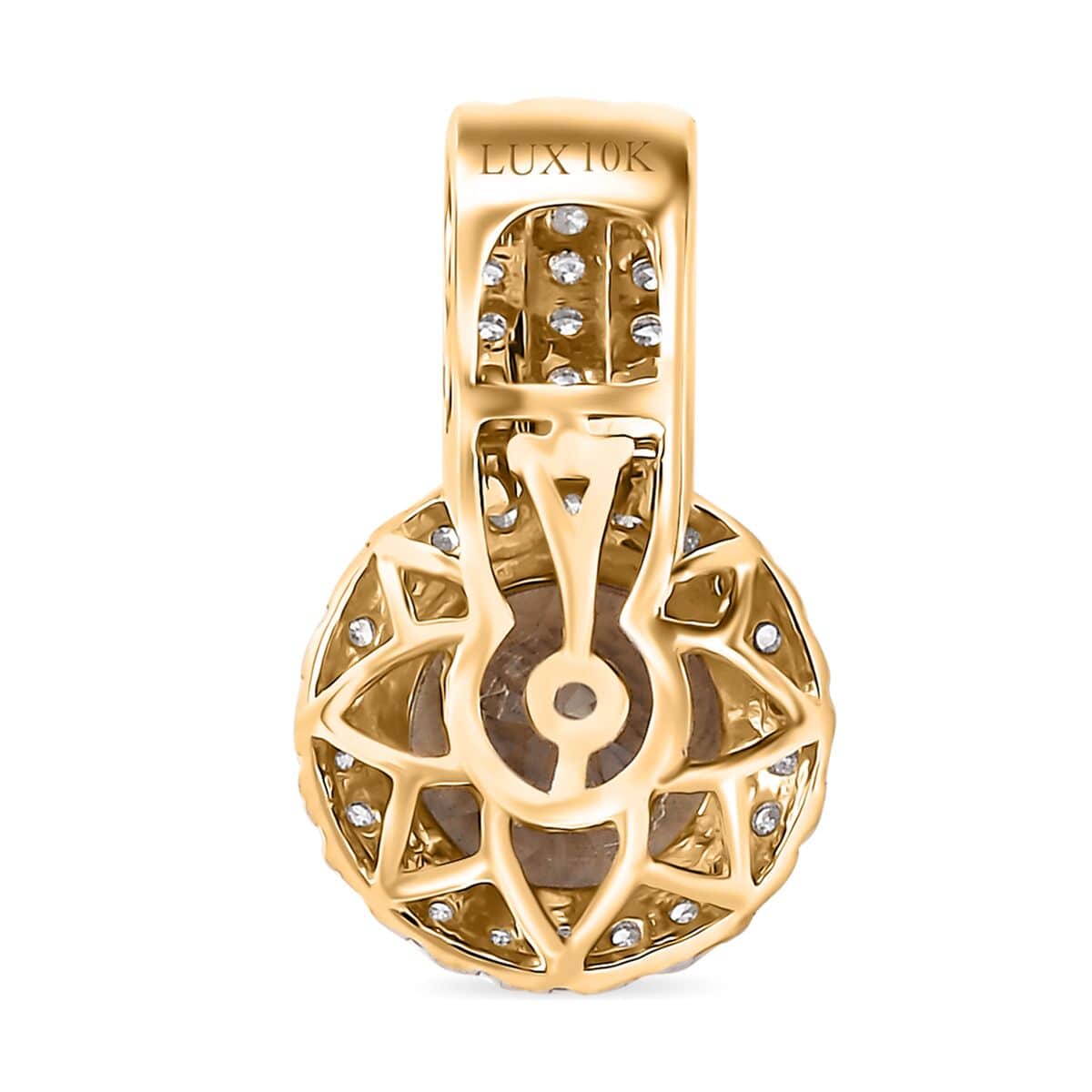 Certified & Appraised Luxoro AAA Turkizite and G-H I2 Diamond 2.78 ctw Pendant in 10K Yellow Gold image number 4