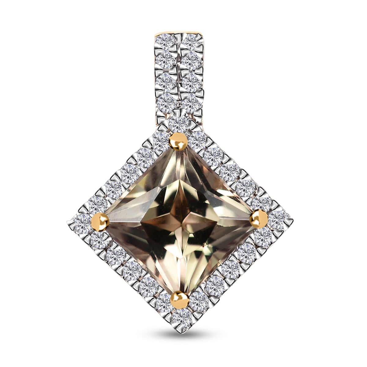 Certified & Appraised Luxoro AAA Turkizite and G-H I2 Diamond 3.68 ctw Pendant in 10K Yellow Gold image number 0