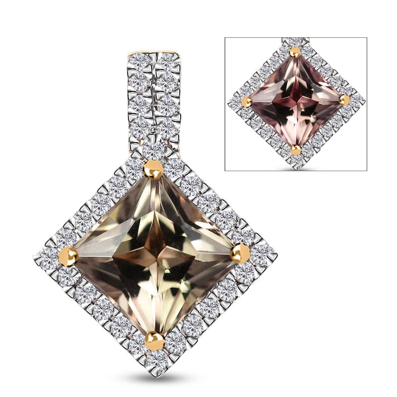 Certified & Appraised Luxoro AAA Turkizite and G-H I2 Diamond 3.68 ctw Pendant without Chain in 10K Yellow Gold