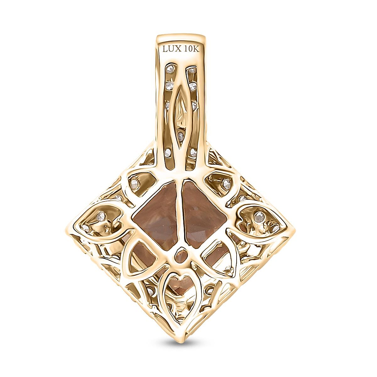 Certified & Appraised Luxoro AAA Turkizite and G-H I2 Diamond 3.68 ctw Pendant without Chain in 10K Yellow Gold