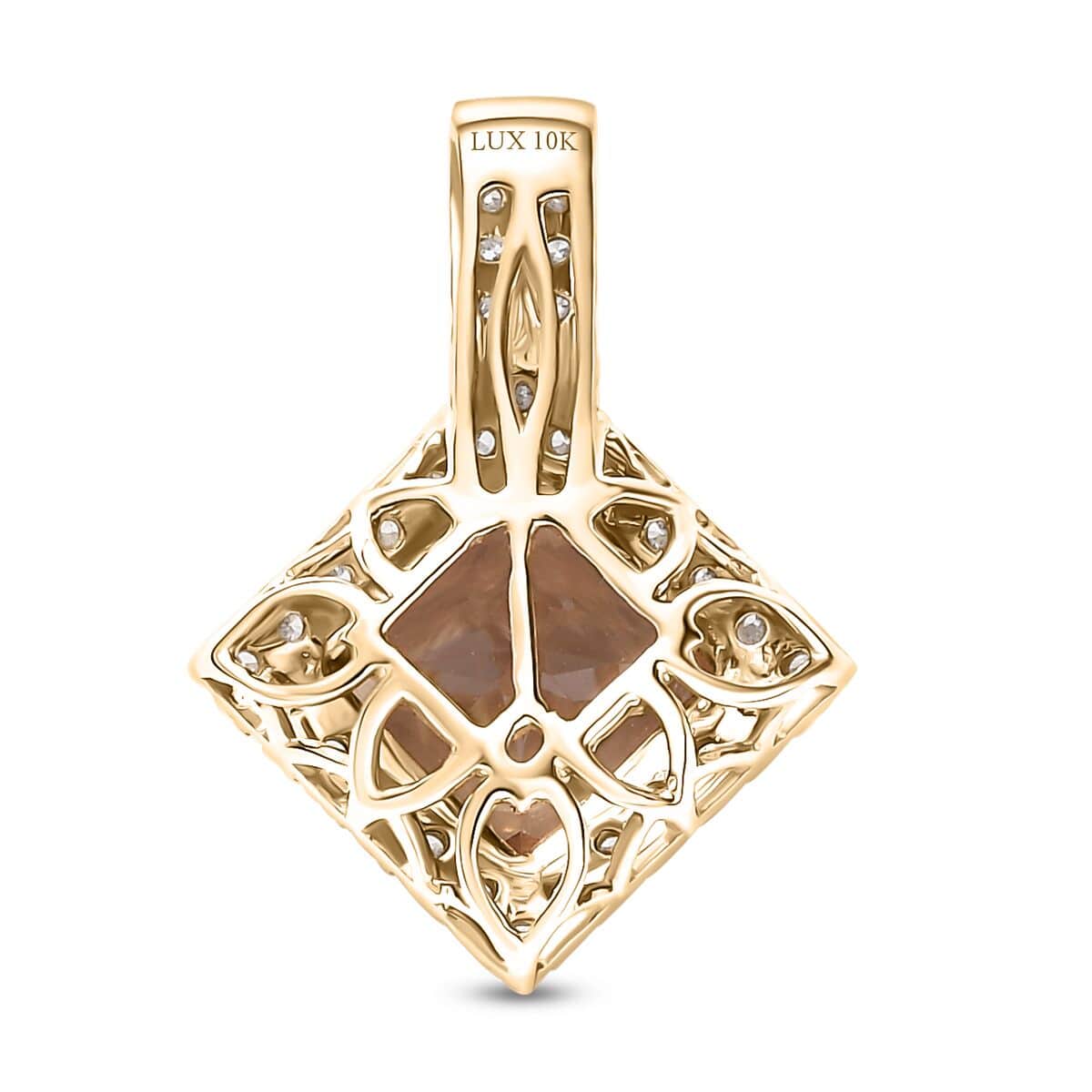 Certified & Appraised Luxoro AAA Turkizite and G-H I2 Diamond 3.68 ctw Pendant in 10K Yellow Gold image number 4