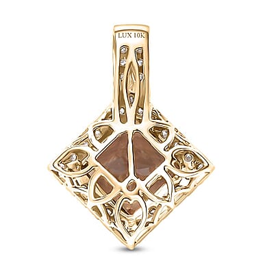 Certified & Appraised Luxoro AAA Turkizite and G-H I2 Diamond 3.68 ctw Pendant without Chain in 10K Yellow Gold