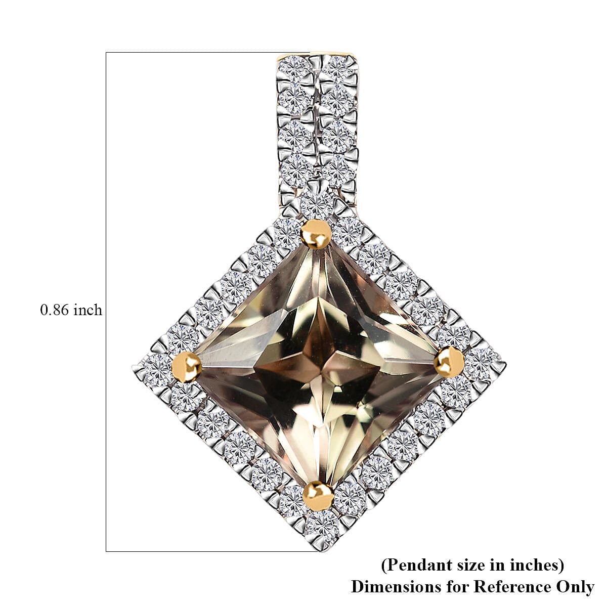 Certified & Appraised Luxoro AAA Turkizite and G-H I2 Diamond 3.68 ctw Pendant without Chain in 10K Yellow Gold