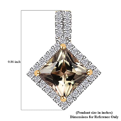 Certified & Appraised Luxoro AAA Turkizite and G-H I2 Diamond 3.68 ctw Pendant without Chain in 10K Yellow Gold