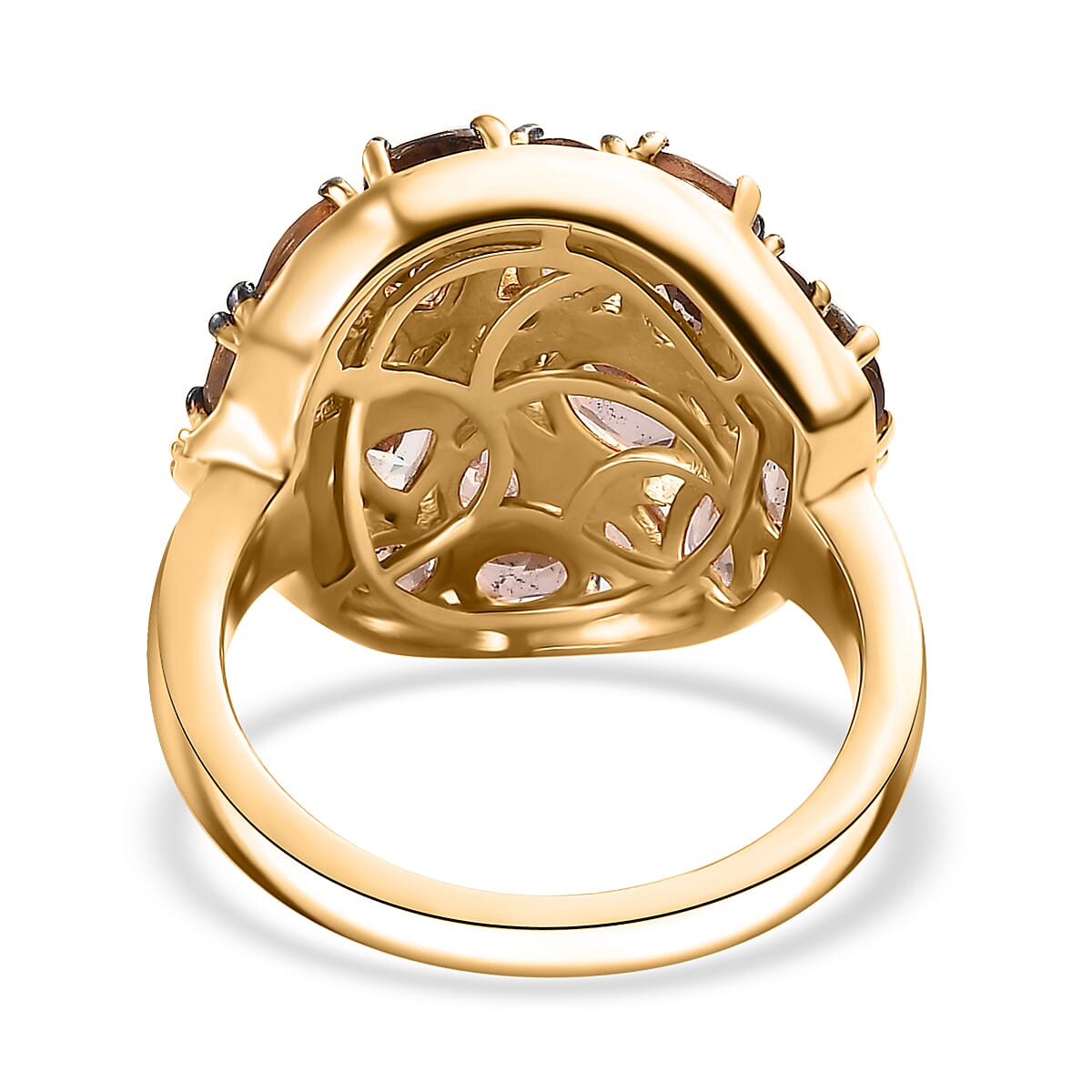 Jenipapo Andalusite and Moissanite 3.15 ctw Leaf Ring in 18K Vermeil Yellow Gold Over Sterling Silver (Size 9.0) image number 4