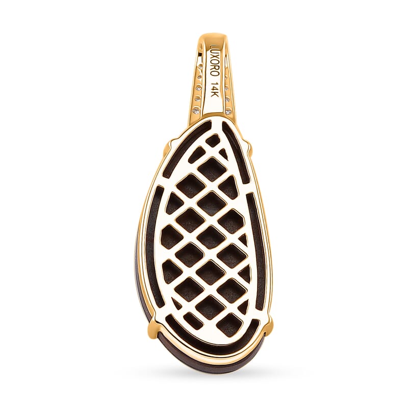 Luxoro AAA Boulder Opal Doublet and G-H I2 Diamond 6.00 ctw Pendant in 14K Yellow Gold