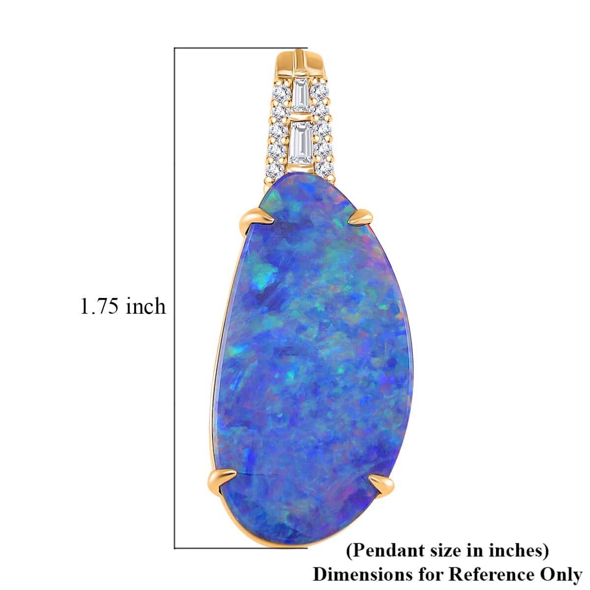 Luxoro AAA Boulder Opal Doublet and G-H I2 Diamond 6.00 ctw Pendant in 14K Yellow Gold image number 5