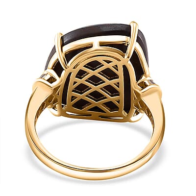 Luxoro AAA Boulder Opal Doublet and G-H I2 Diamond 9.00 ctw Ring in 14K Yellow Gold (Size 6.0)