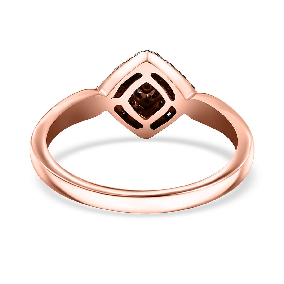 D'Joy Natural Champagne Diamond 0.15 ctw Halo Cluster Ring in 18K Vermeil Rose Gold Over Sterling Silver (Size 11.0) image number 4