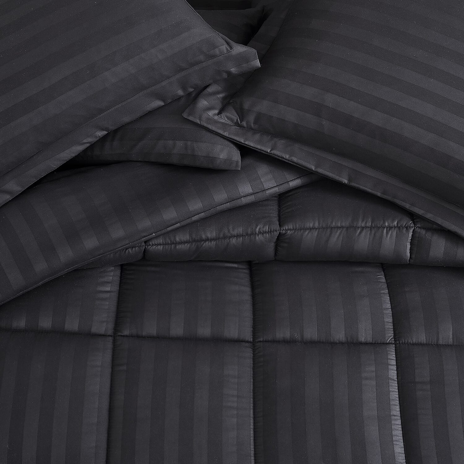 The Nesting Company Maple Dobby Black Stripe 8pcs Bed Comforter Set in a Bag - Queen