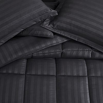 The Nesting Company Maple Dobby Black Stripe 8pcs Bed Comforter Set in a Bag - Queen