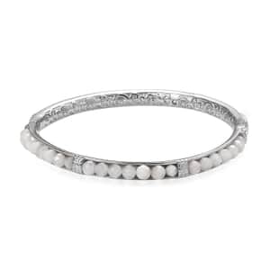 Kuisa Rainbow Moonstone 20.65 ctw Bangle Bracelet in Stainless Steel (7.25 In)