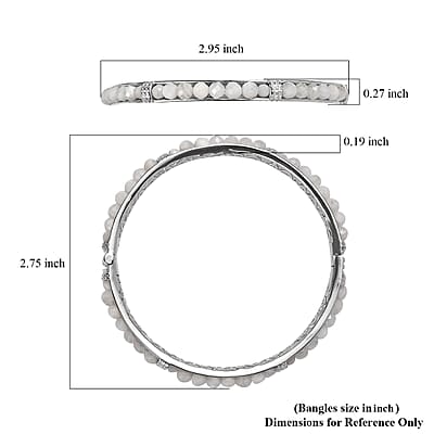 Kuisa Rainbow Moonstone 20.65 ctw Bangle Bracelet in Stainless Steel (7.25 In)