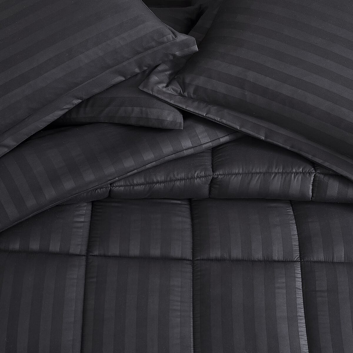 The Nesting Company Maple Dobby Black Stripe 8pcs Bed Comforter Set in a Bag - King image number 4