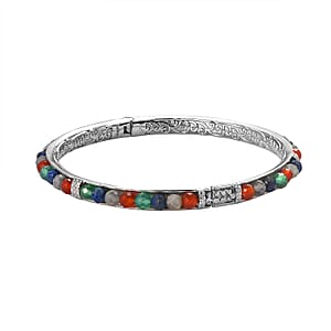 Multi Gemstone 18.00 ctw Bangle Bracelet in Stainless Steel (7.25 In)