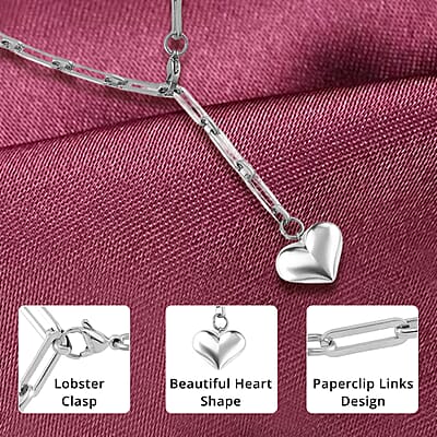 Heart Necklace in Stainless Steel 22 Inches
