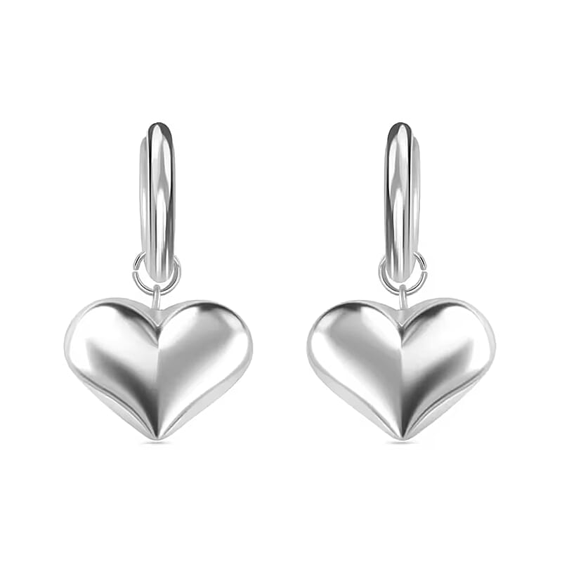 Heart Hoop Earrings in Stainless Steel