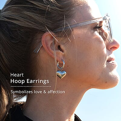 Heart Hoop Earrings in Stainless Steel