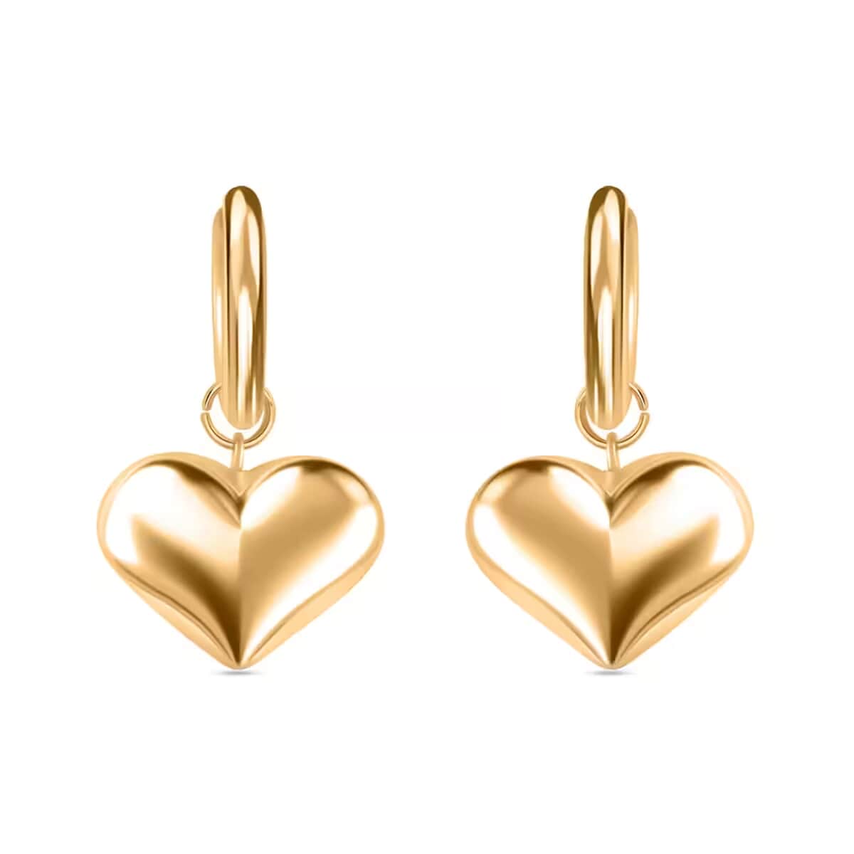 Heart Hoop Earrings in ION Plated Yellow Gold Stainless Steel image number 0