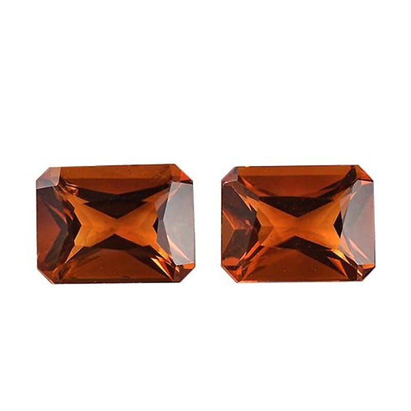 Brazilian Cherry Citrine Set of 2 (Oct 8x6 mm) 2.22 ctw Loose Gemstone