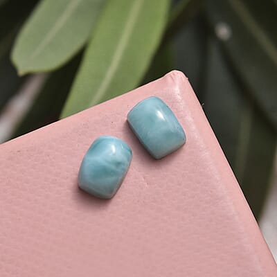 Larimar Set of 2 (Cush 7x5 mm) 2.03 ctw Loose Gemstone