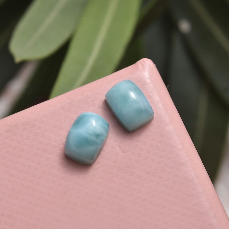 Larimar Set of 2 (Cush 7x5 mm) 2.03 ctw Loose Gemstone