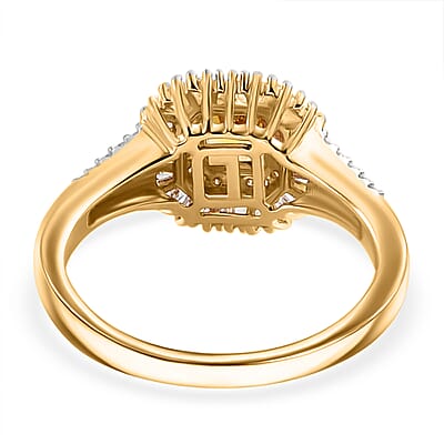 Certified & Appraised Luxoro AAA Songea Sapphire, White and Yellow Diamond I2 1.45 ctw Double Halo Ring in 14K Yellow Gold (Size  6.0)