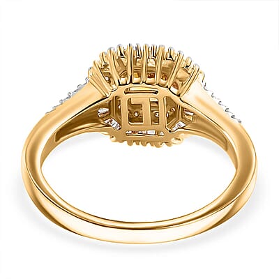 Certified & Appraised Luxoro AAA Songea Sapphire, White and Yellow Diamond I2 1.45 ctw Double Halo Ring in 14K Yellow Gold (Size  9.0)