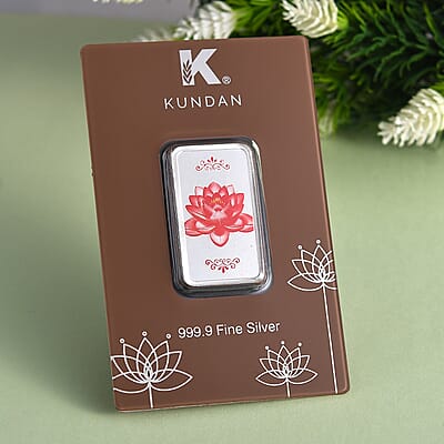 Kundan 999.9 Fine Silver Lotus Bar 20 Grams