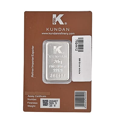 Kundan 999.9 Fine Silver Lotus Bar 20 Grams