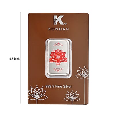 Kundan 999.9 Fine Silver Lotus Bar 20 Grams