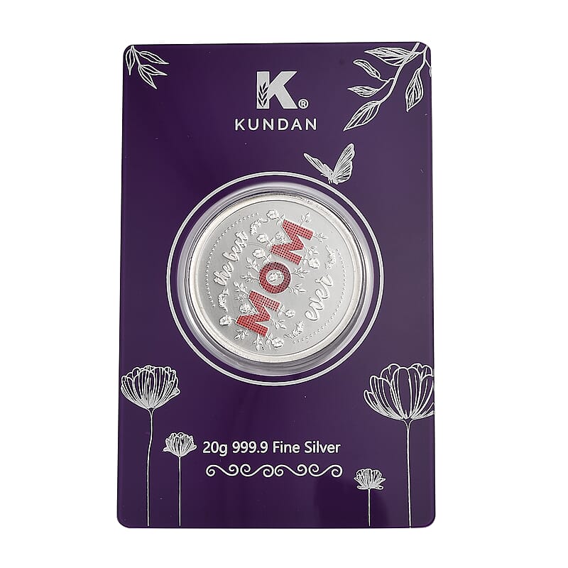Kundan 999.9 Fine Silver The Best MOM Coin 20 Grams