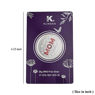 Kundan 999.9 Fine Silver The Best MOM Coin 20 Grams