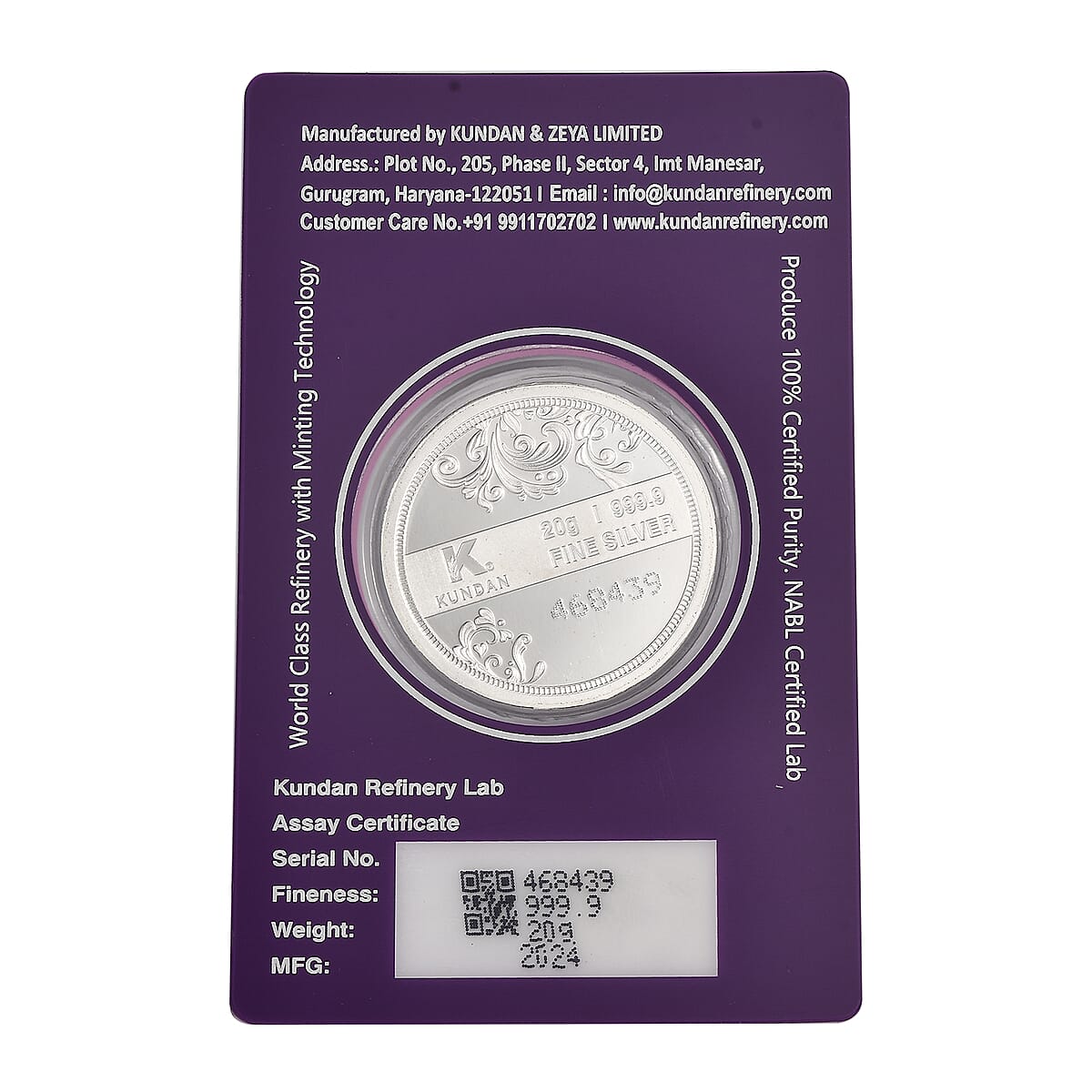 Kundan 999.9 Fine Silver Best Wishes Coin 20 Grams image number 3