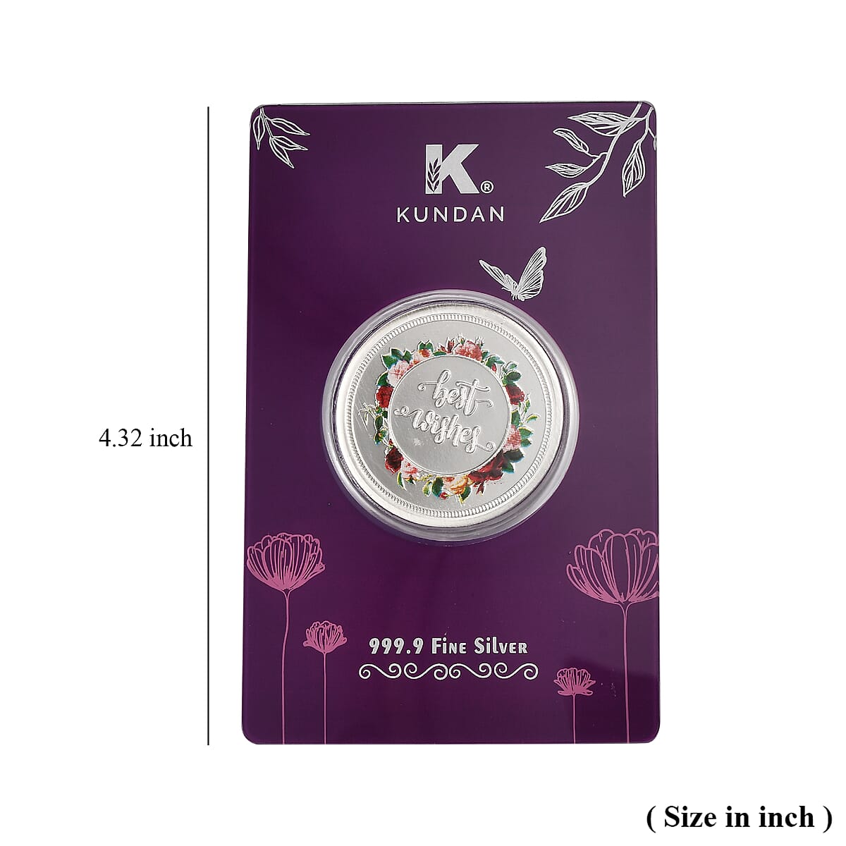 Kundan 999.9 Fine Silver Best Wishes Coin 20 Grams image number 4