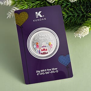 Kundan 999.9 Fine Silver Happy Birthday Coin 20 Grams (Del. in 10-12 Days)