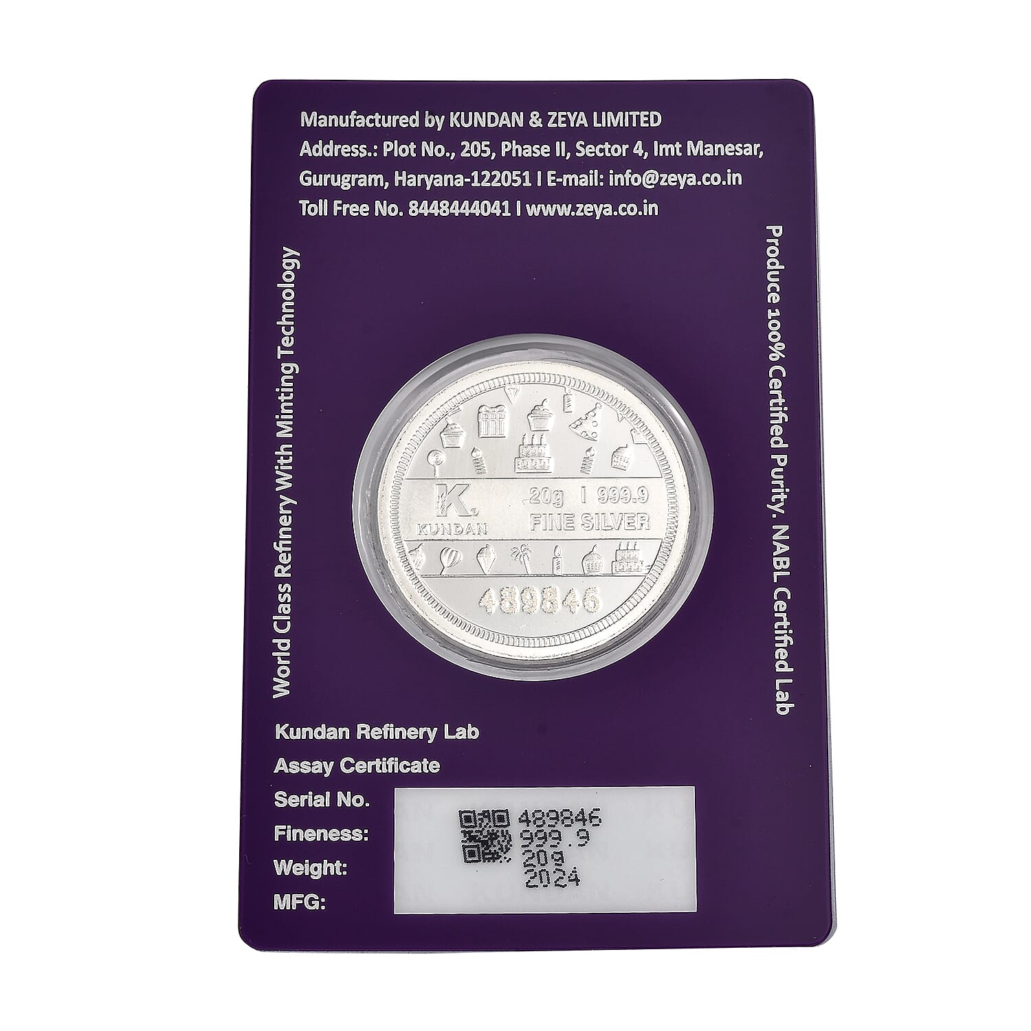 Kundan 999.9 Fine Silver Happy Birthday Coin 20 Grams