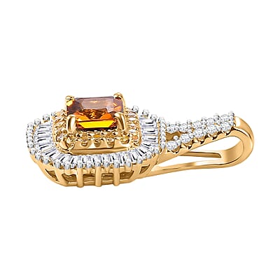 Certified & Appraised Luxoro AAA Songea Sapphire, I2 White and Yellow Diamond 1.31 ctw Double Halo Pendant without Chain in 14K Yellow Gold