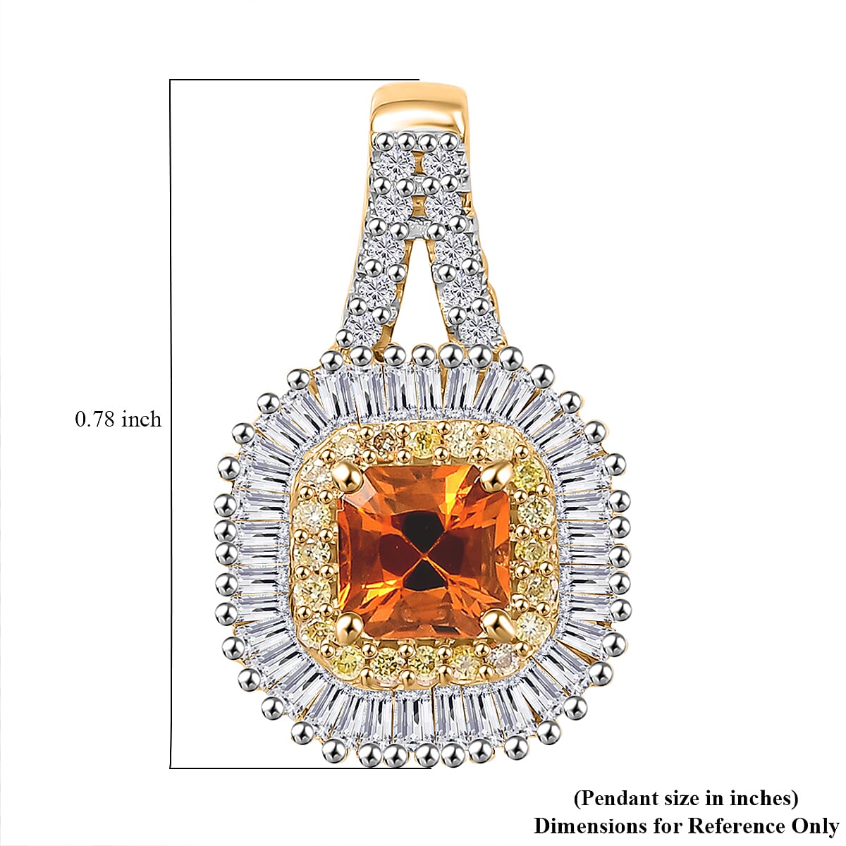Certified & Appraised Luxoro AAA Songea Sapphire, I2 White and Yellow Diamond 1.31 ctw Double Halo Pendant without Chain in 14K Yellow Gold
