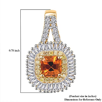 Certified & Appraised Luxoro AAA Songea Sapphire, I2 White and Yellow Diamond 1.31 ctw Double Halo Pendant without Chain in 14K Yellow Gold