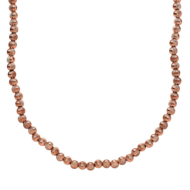 D'Joy Texture Beaded Necklace in 18K Vermeil Rose Gold Over Sterling Silver 18-20 Inches 20.20 Grams