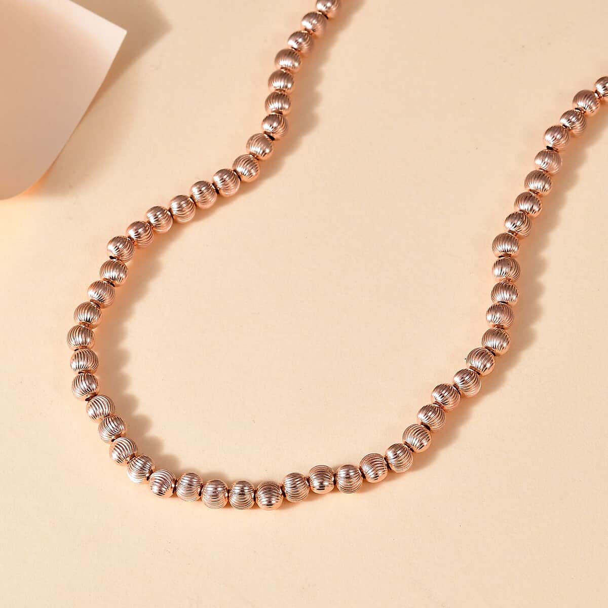 Texture Beaded Necklace in 18K Vermeil Rose Gold Over Sterling Silver 18-20 Inches 20.20 Grams image number 1