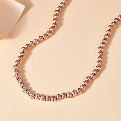 D'Joy Texture Beaded Necklace in 18K Vermeil Rose Gold Over Sterling Silver 18-20 Inches 20.20 Grams