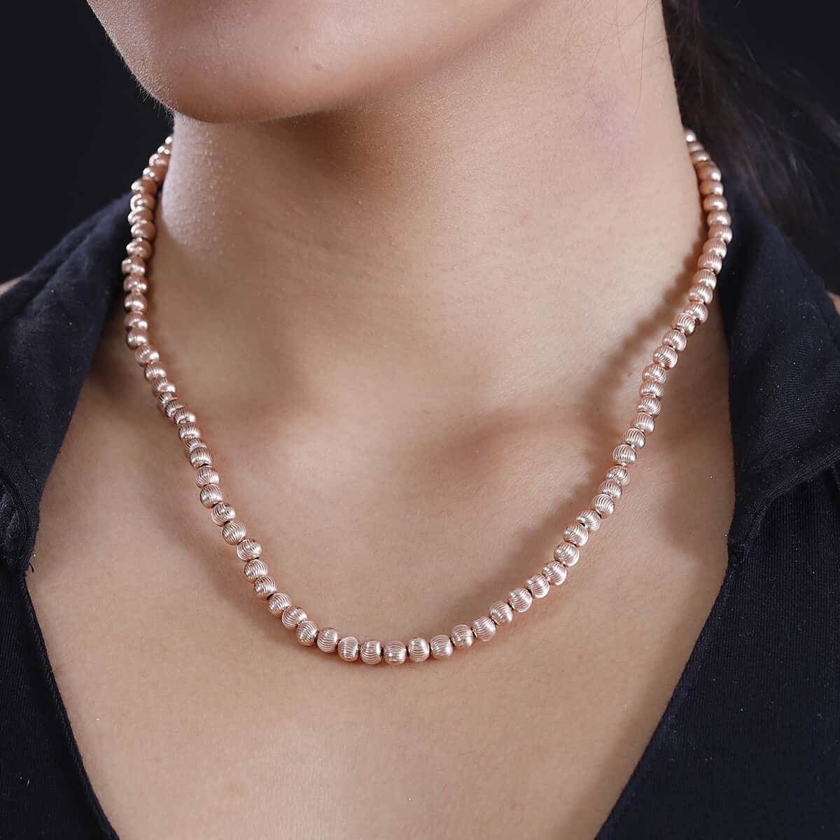 Texture Beaded Necklace in 18K Vermeil Rose Gold Over Sterling Silver 18-20 Inches 20.20 Grams image number 2