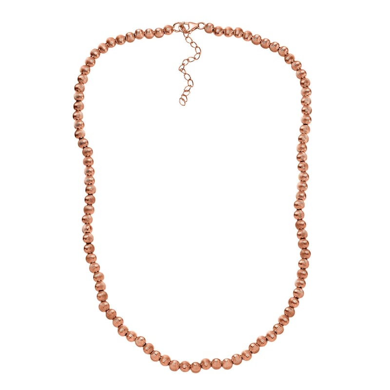 D'Joy Texture Beaded Necklace in 18K Vermeil Rose Gold Over Sterling Silver 18-20 Inches 20.20 Grams