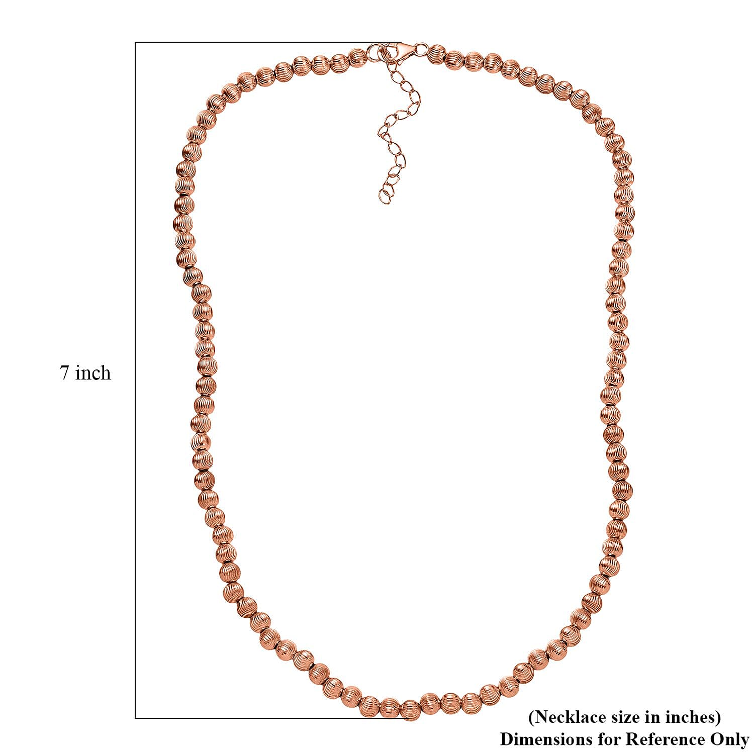 D'Joy Texture Beaded Necklace in 18K Vermeil Rose Gold Over Sterling Silver 18-20 Inches 20.20 Grams