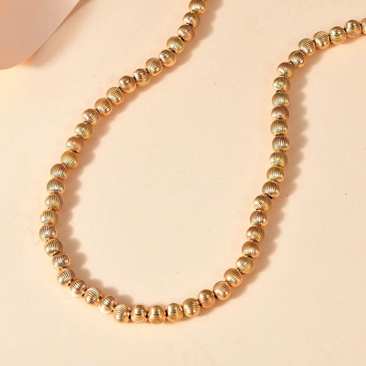 Texture Beaded Necklace in 18K Vermeil Yellow Gold Over Sterling Silver 18-20 Inches 20.20 Grams image number 1