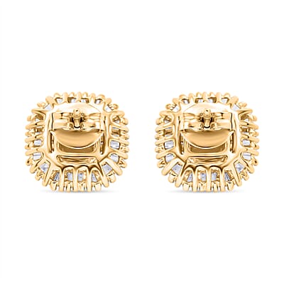 Certified & Appraised Luxoro AAA Songea Sapphire, I2 White and Yellow Diamond 2.45 ctw Double Halo Stud Earrings in 14K Yellow Gold